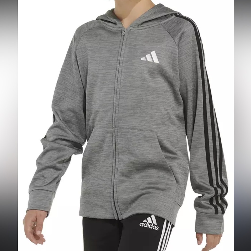 NWT Adidas Kids Gray Full-Zip Hoodie